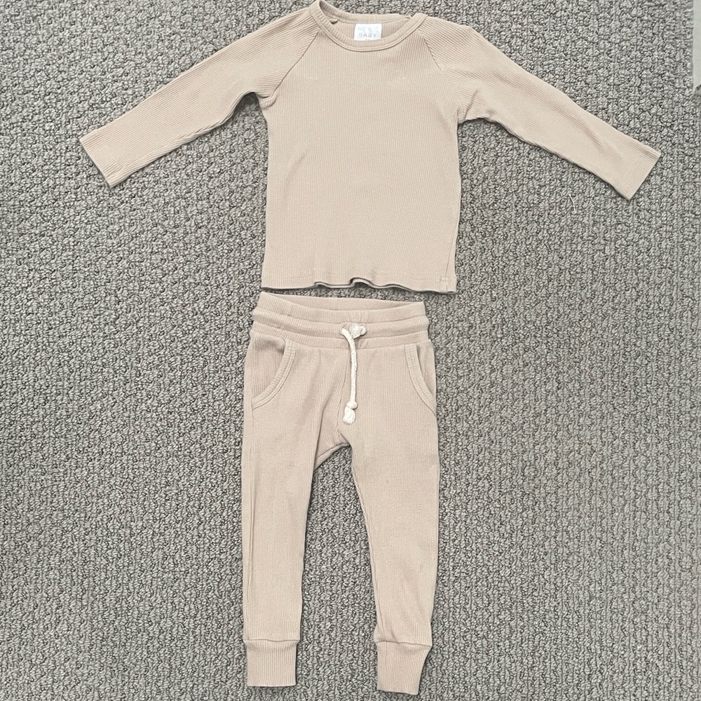 Mebie Baby Tan Long Sleeve Top and Pants Set -18 month
